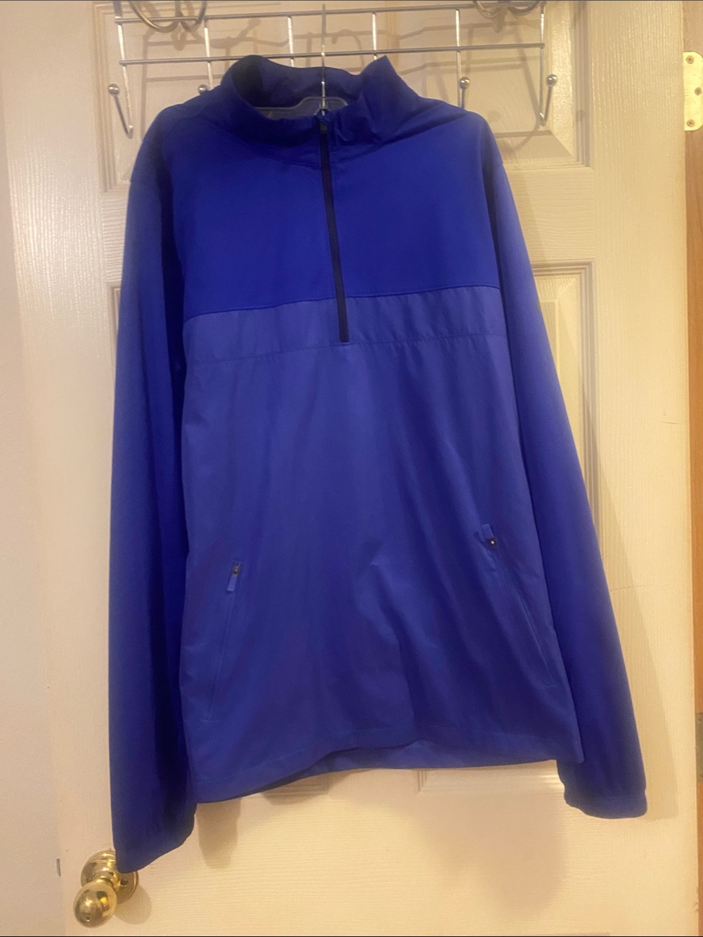 Womens Small Royal Blue Quarter-Zip Pullover Rain Jacket.
